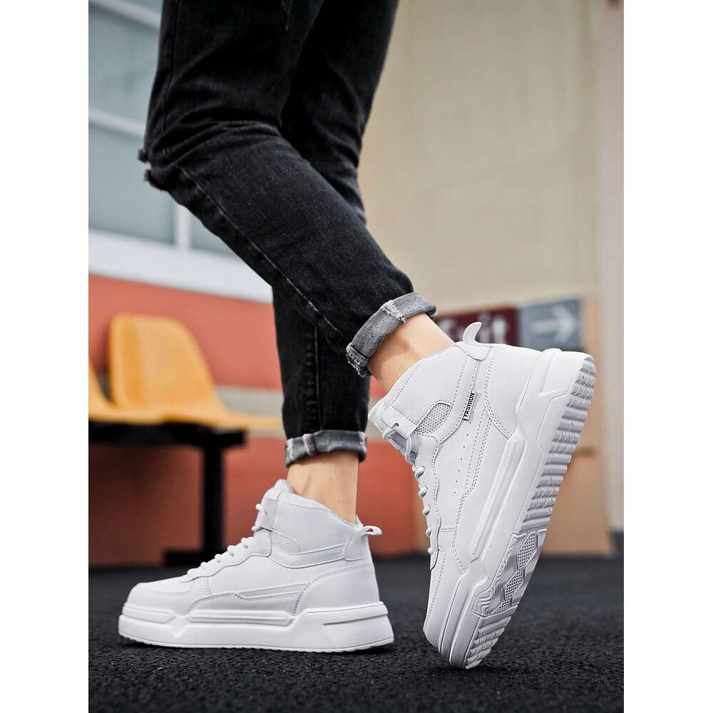 S And Men Women White High Top Thick Sole Skate Casual Sports Shoes Convenient All Match Comfortable Outdoor Couples Ddmysaturn