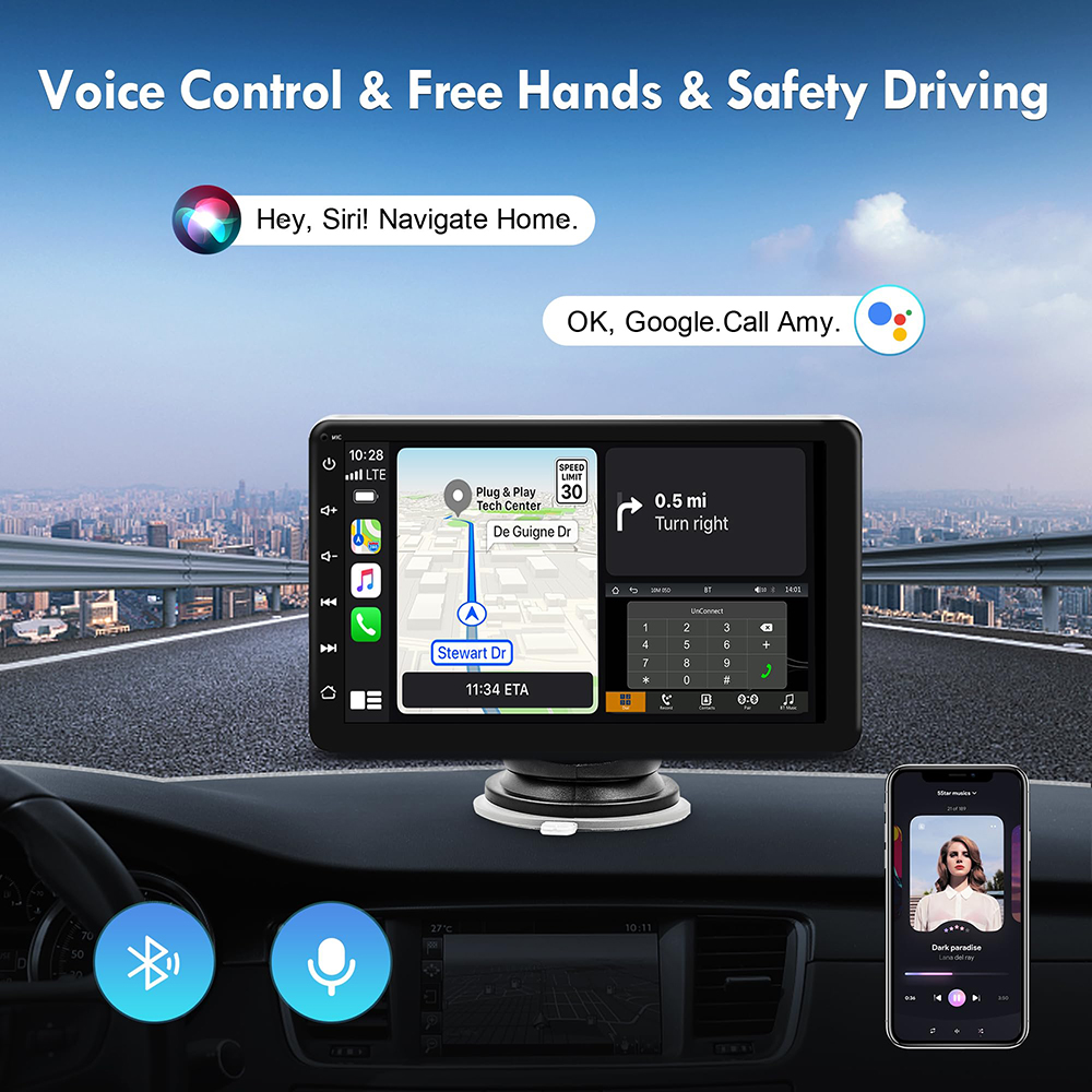 HD 7 inch IPS Touchscreen Car Radio Receiver Wireless Carplay&Android Auto Car Stereo with Backup Camera Mirror Link Bluetooth AUX/USB/TF for Cars Tru