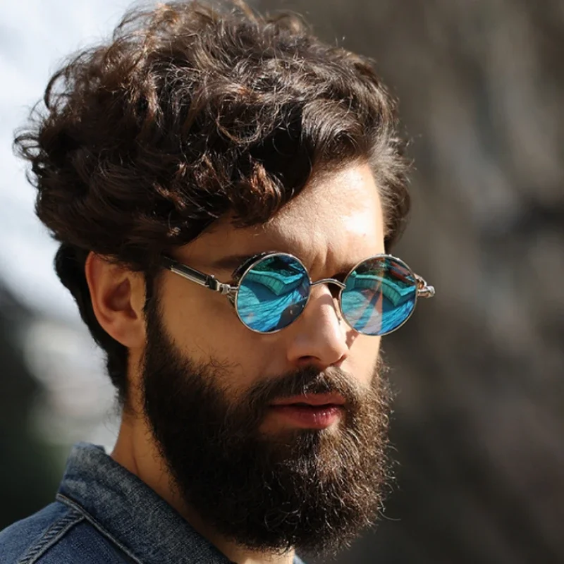 Round Steampunk Sunglasses Men Metal Women Fashion Round Glasses Brand Designer Vintage Sun Glasses High Quality Oculos de sol UV400 S64 IVISTA