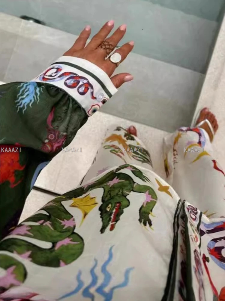 Polo Fashion Casual Print Suits Women Long Sleeves Blouse Shirt Tops Pants Chic Female 2 Piece Sets Outfits Clothes Holiday 2