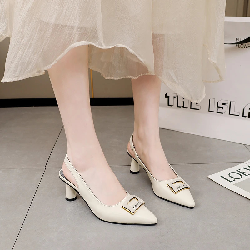 Metal square buckle angle high heels for womens autumn commuting work shoes workplace OL slim high heels single shoe size 43 240606