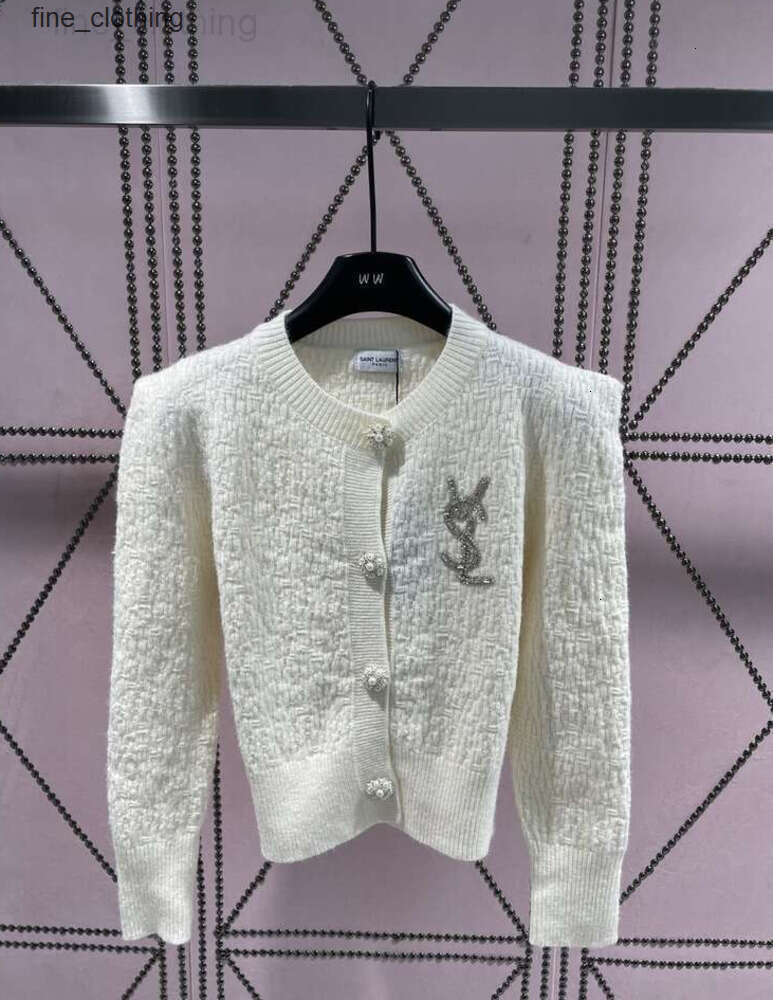 24 Autumn New Wrinkle Craft Knitted Cardigan Chest Heavy Work Accessories Fashion Temperament Versatile Top