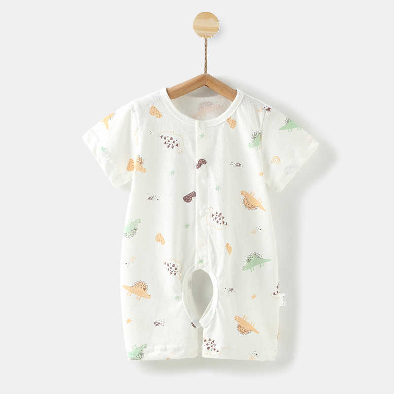 Baby Jumpsuits Baby open cut jumpsuit summer thin baby pure cotton short sleeved jumpsuit climbing clothes pajamas newborn clothes summer clothes