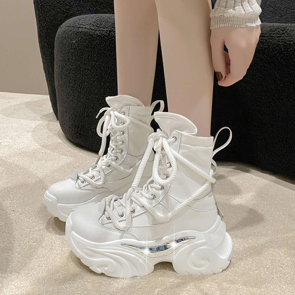 ddmytiger Women Ankle Autumn Chunky Shoes Woman High Platform Breathable Sneakers 7.5CM Thick Sole Wedges Motorcycles Boots Winter