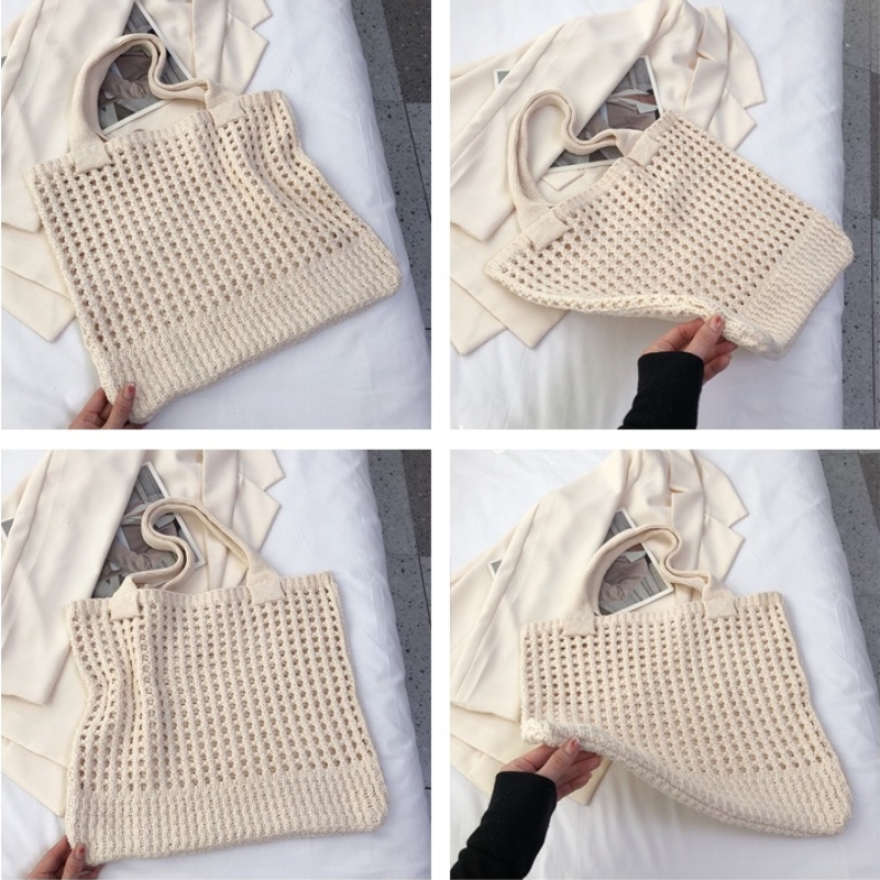 Luxury women's bags, knitted bags, fashionable minimalist woven bags, vintage tote bags, portable shopping bags, large capacity canvas shoulder b
