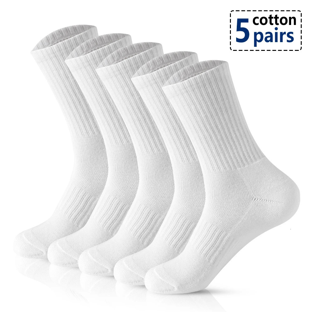 5 Pairs Fashion Men Socks Outdoor Sports Cotton Breathable Long Business High Quality Solid Gentleman Sokken 240601