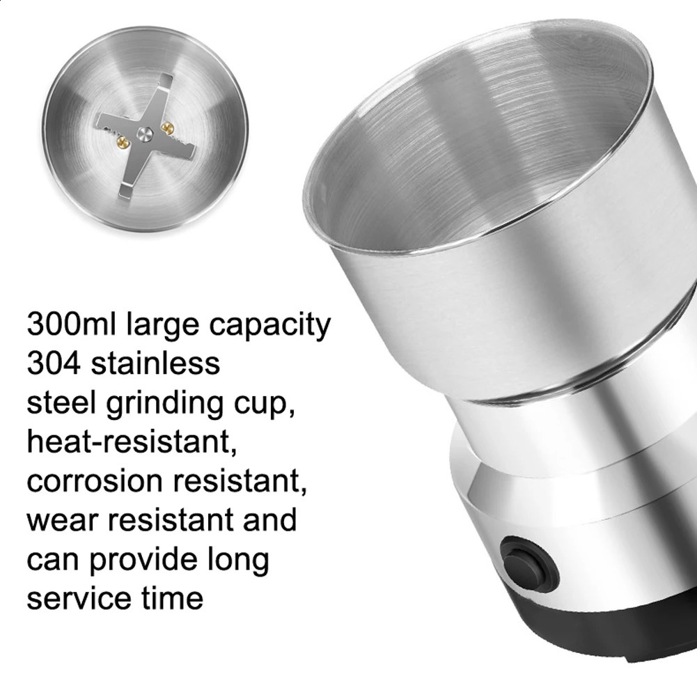 Multipurpose electric coffee bean grinding tool stainless steel grinder for seeds spices herbs nuts 240514