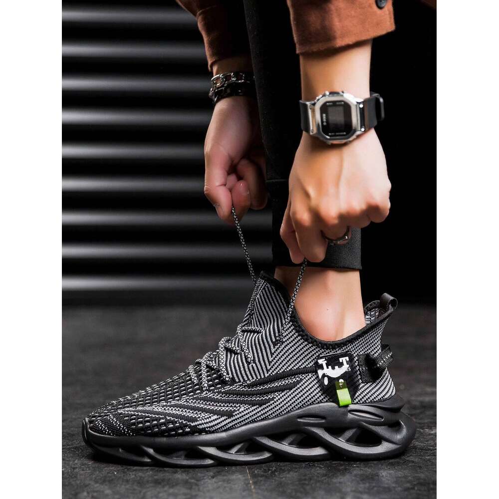 Men's Fashionable And Sporty Outdoor Lace-Up Sneakers, Anti-Skid, Comfortable, Shock-Absorbing, Durable