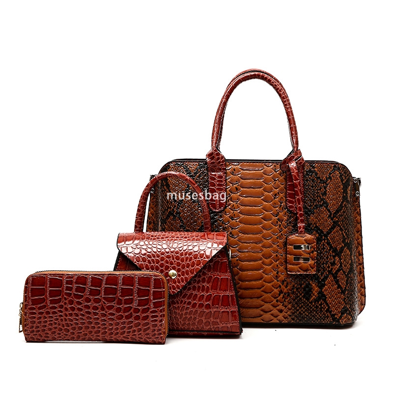 Fashion women's shoulder bag handbag PU leather three piece set, retro business, large capacity zippered crossbody bag in multiple colors, for us