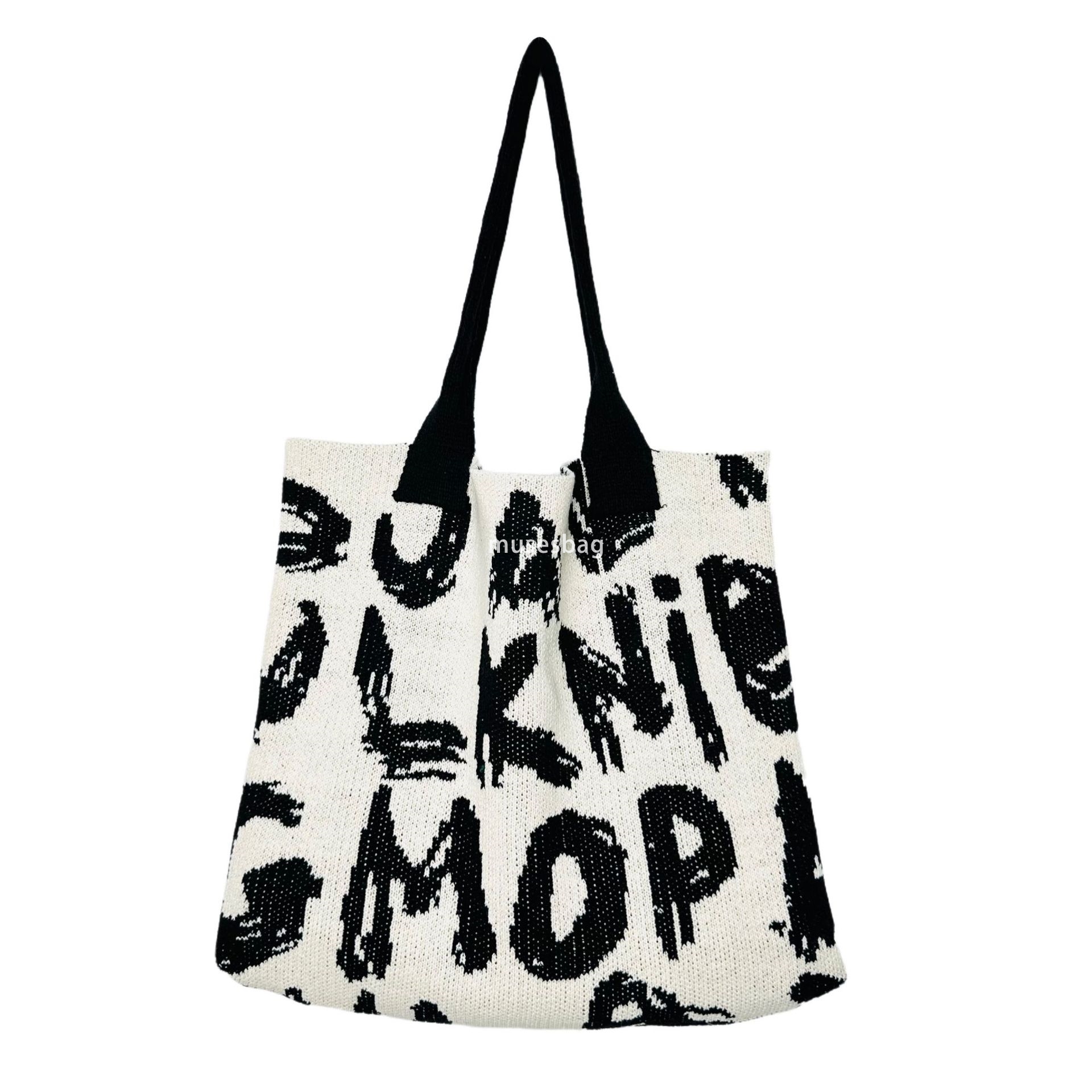 High quality knitted women's bags, woven bags, single shoulder large capacity bags, fashionable retro luxury tote bags, Bohemian letter bags, can