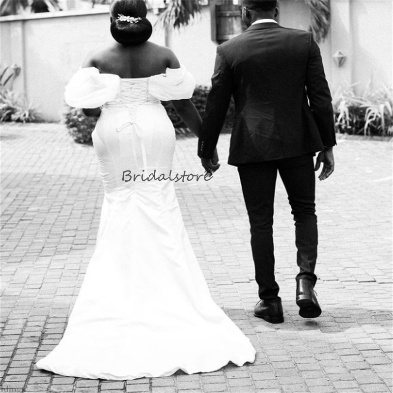 Gorgeous Mermaid Wedding Dresses With Detachable Train Elegant Beach 2 In 1 Bridal Gowns Off Shoulders Corset Plus Size African Bride Dress 2024 Vesti