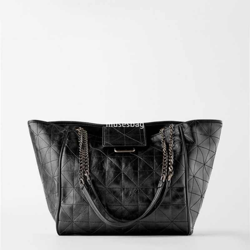 New high-end single shoulder bag with large capacity diamond grid zipper tote bag niche single shoulder handle shopping bag