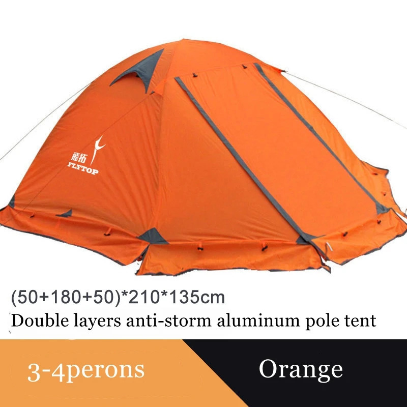 Flytop 2-3 Four Seasons Ski Tent Outdoor Camping Double layered Aluminum Pole Snow proof Family Ultra Light Travel 240528