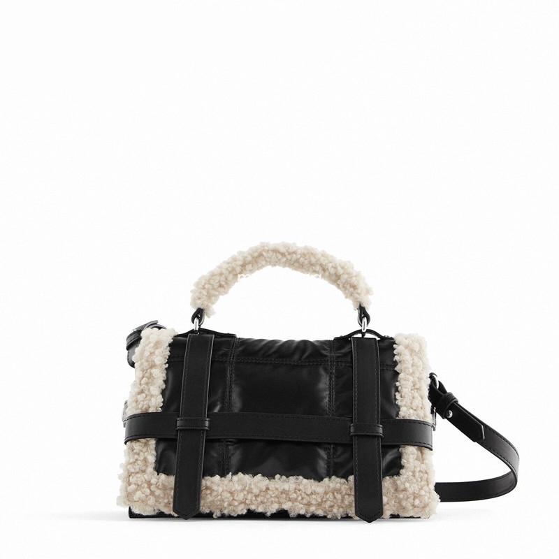 New high-end plush wool bag lamb plush grab shoulder bag velvet stitching niche design versatile cross body small square bag