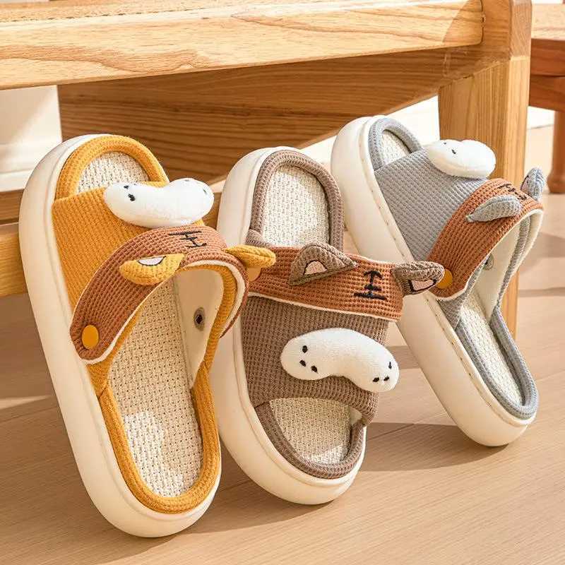 Slippers Linen Plat… - image