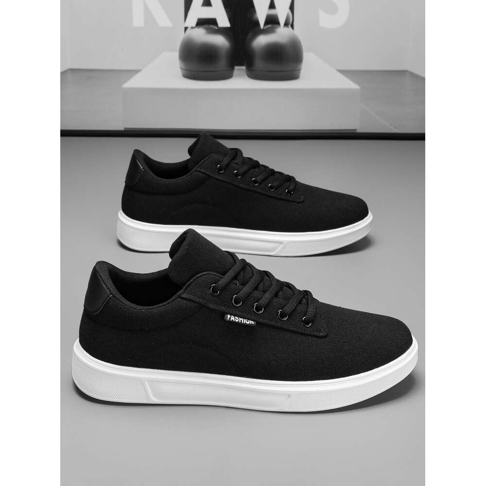 S Fashionable Men Breathable Canvas Shoes Minimalist Design Solid Color Flat Heels Ddmysaturn