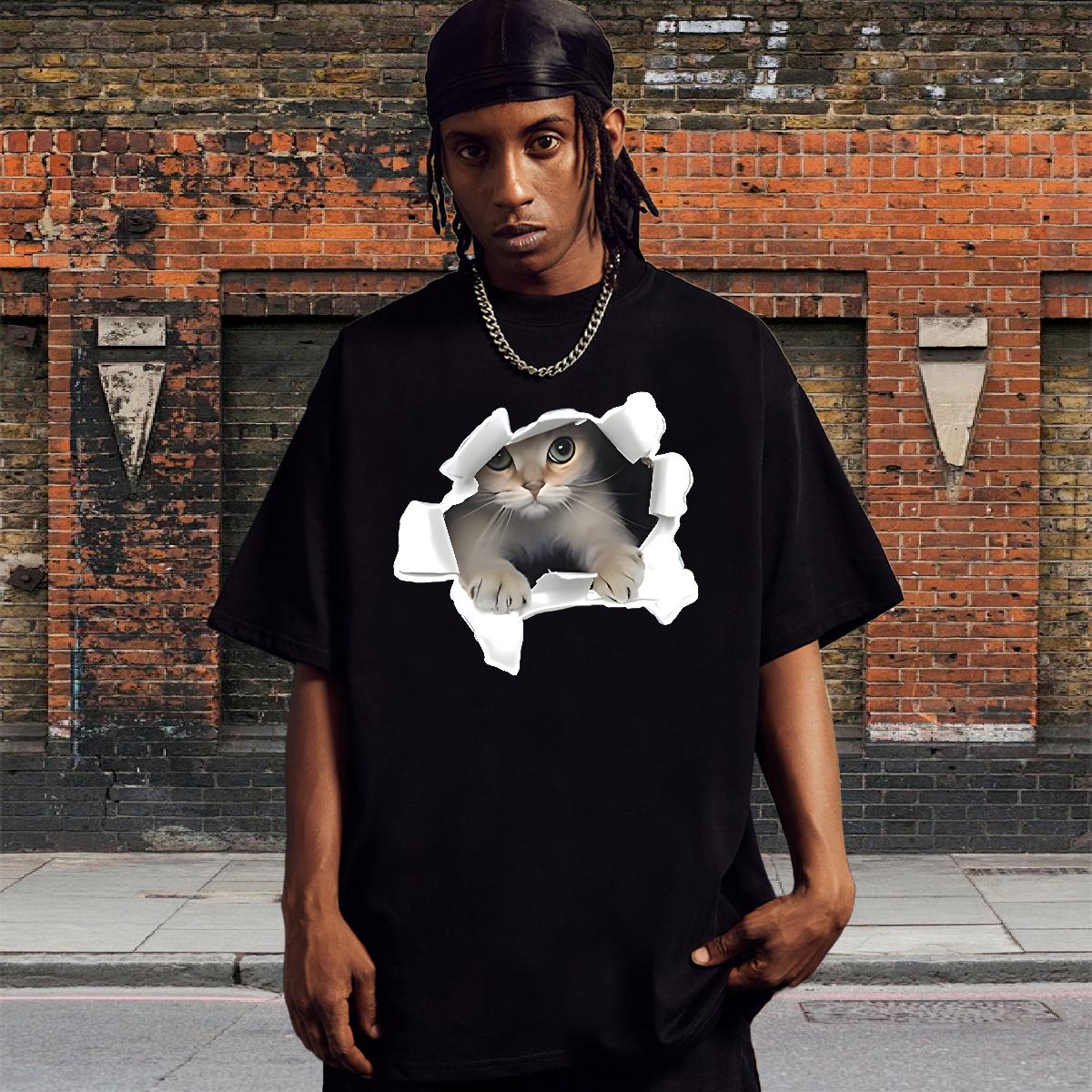 2024 DIY T shirt Black White Street wear Hip Hop Tshirts Cotton O Neck Short Sleeves Brand