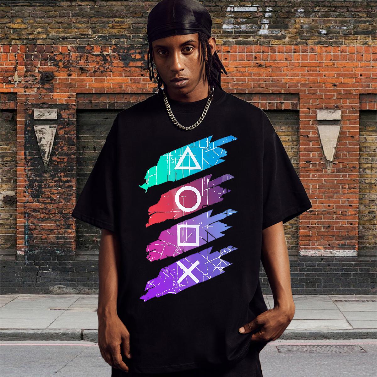 Fashion New T Shirt For Man DIY Printed Hip Hop Street Tshirts Breathable Crew Neck Cotton Brand