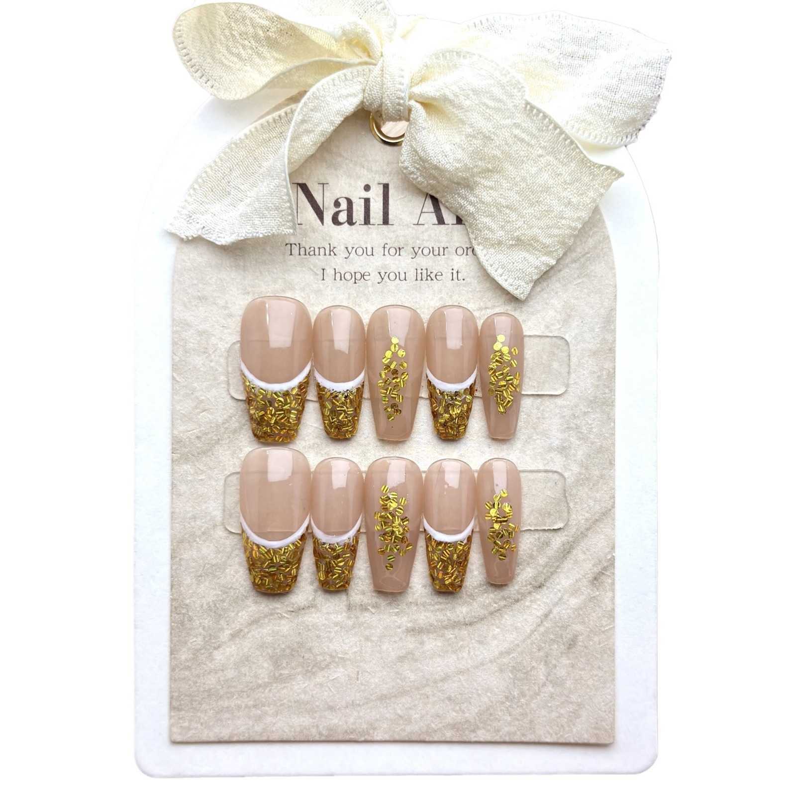 Girls False Nails Wealthy heirloom handmade wearable nail patches autumn and winter new products explosive flash French high end feeling detachable na