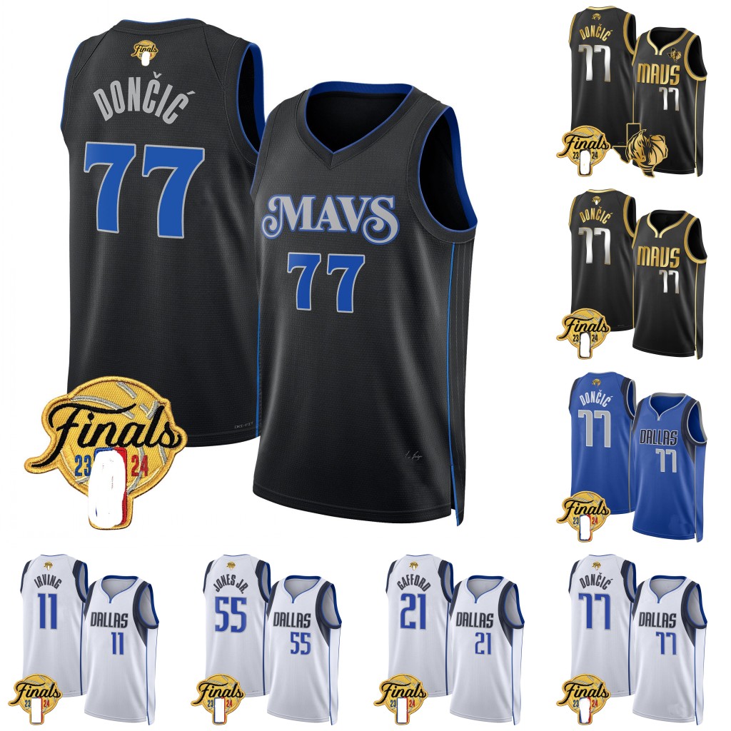 Maverickss 2024 Finals Jerseys Luka Doncic Tim Hardaway Jr. Richaun Holmes Kyrie Irving Maxi Kleber Grant Williams Seth Curry Josh Green Dwight Powell Exu Wieskamp