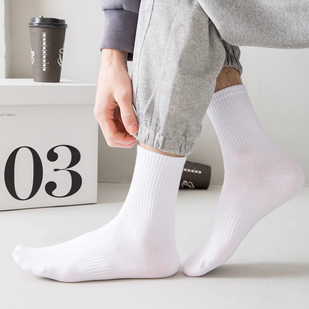5 Pairs Fashion Men Socks Outdoor Sports Cotton Breathable Long Business High Quality Solid Gentleman Sokken 240601