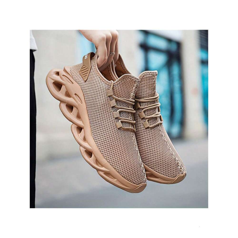 Breathable Men S Mesh Casual Sneakers Comfortable Anti Slip Lace Up Outdoor Sports Training Fashionable Walking Shoes Brown Ddmysaturn