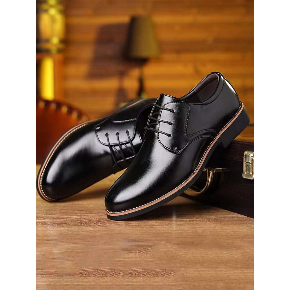 Lace Up Black Front Oxford Shoes Minimalist Round Toe Casual Men Business Ddmysaturn