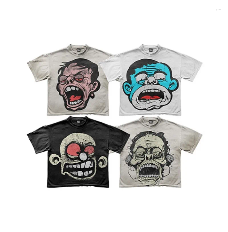 Mens T Shirts Style Streetwear Anime Patterns Shirt Haruku Gothic Clothes Men Women Spring Summer Leisure Loose Short Sleeve Top