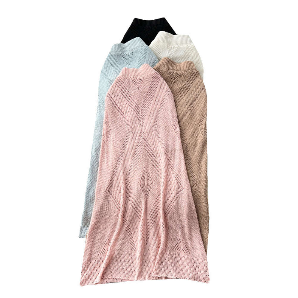 Design inspired hollowed out diamond grid skirt for women high waisted and slim knit A-line skirt with a gentle and trendy drape