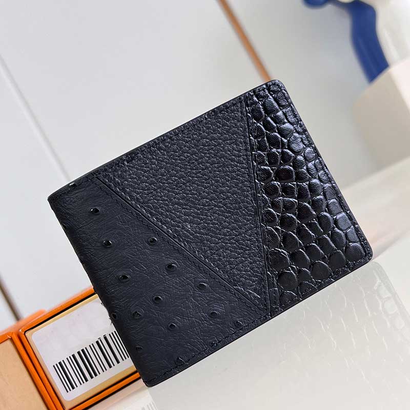 Ostrich designer mens wallet men card holder top quality long brazza wallets genuine leather Pocket Organizer luxury bags with box M84689 M84690
