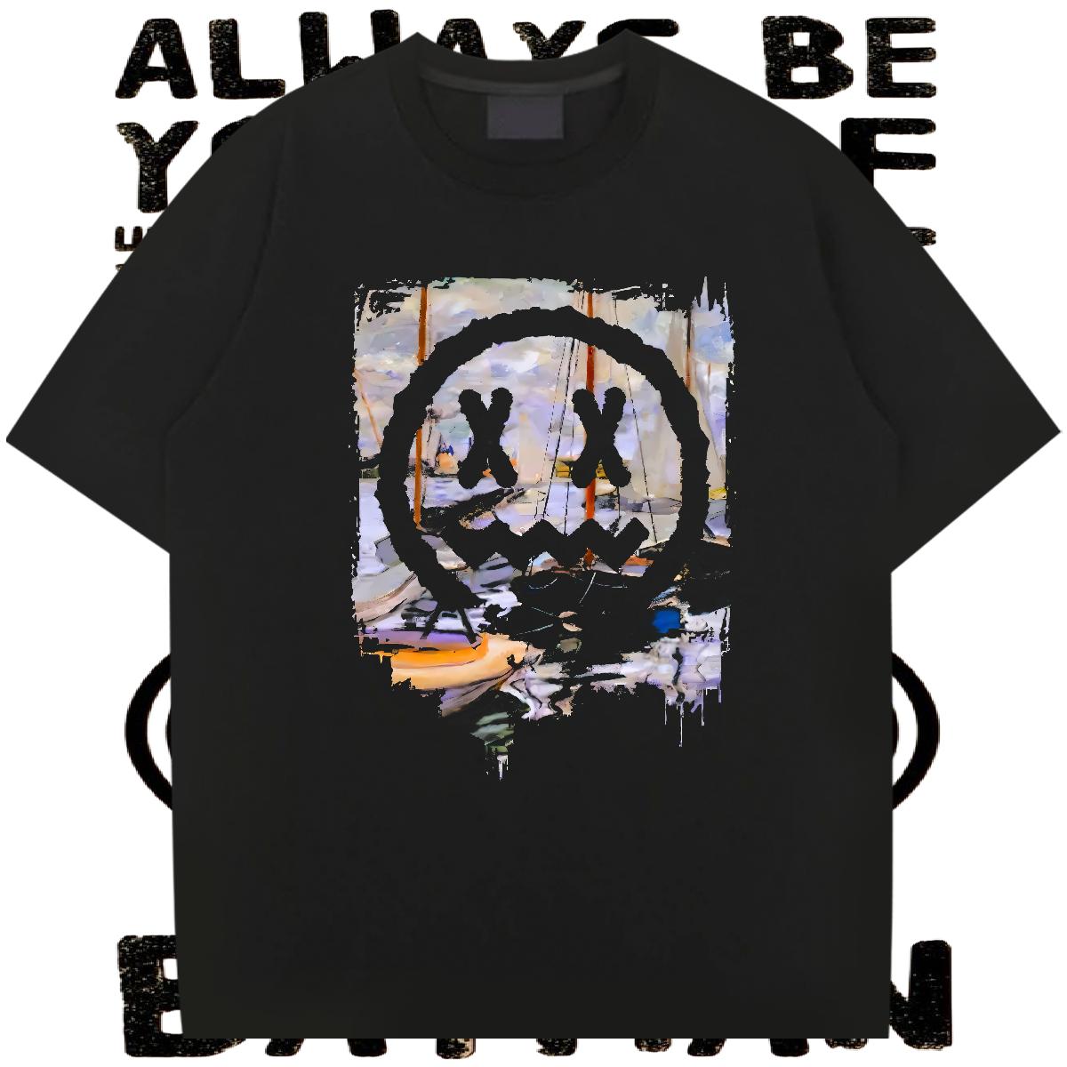 2024 Summer Men T Shirts DIY Anime Hip Hop Street Mens Tshirts Breathable Short Sleeve Brand