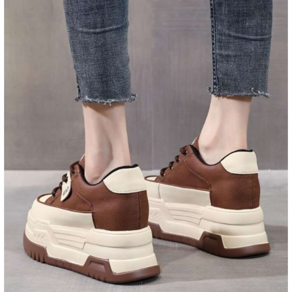 Ddmysports Cm Cow Genuine Leather Women Vulcanized Platform Wedge Skate Boarding Igh Brand Eels Casual Stable Sneaker Shoes OUTDOOR