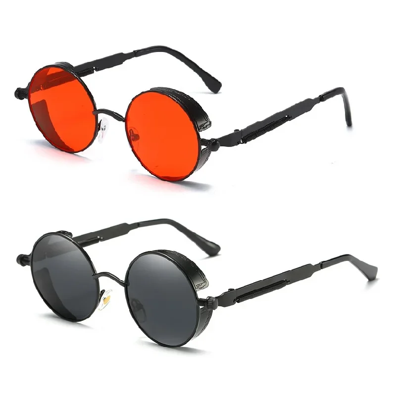Round Steampunk Sunglasses Men Metal Women Fashion Round Glasses Brand Designer Vintage Sun Glasses High Quality Oculos de sol UV400 S64 IVISTA