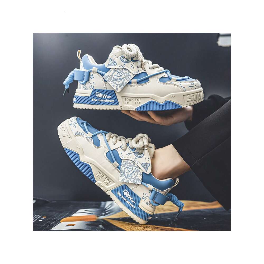 Men's New Summer Breathable Casual Sneakers With Thick, Slip-Resistant Soles, Original Artistic Design And Trendy Graffiti Style