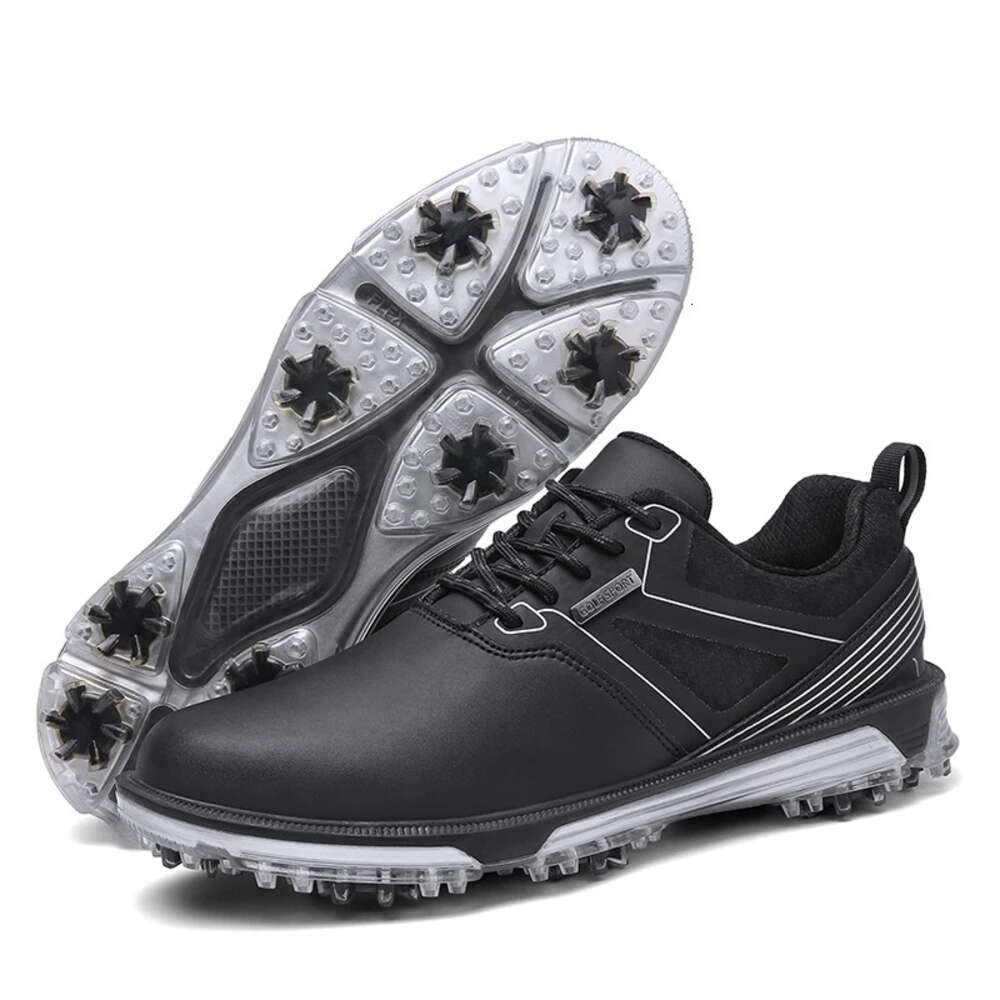 Black Waterproof Shoes Men Comfortable Golf Sneakers Outdoor Size 40-47 Walking Footwears Sports Anti Slip Athletic Sneaker