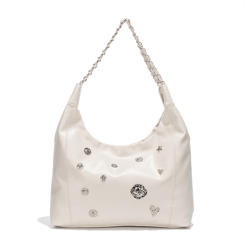 Designer Women's High Quality Punk Tote Bag Women's Retro Large Capacity Women's Shoulder Bag Chain Western Versatile Casual Shoulder T