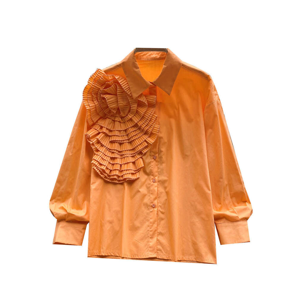 French haute couture shirt for women in autumn three-dimensional flower loose and slimming design unique and light luxury temperament top