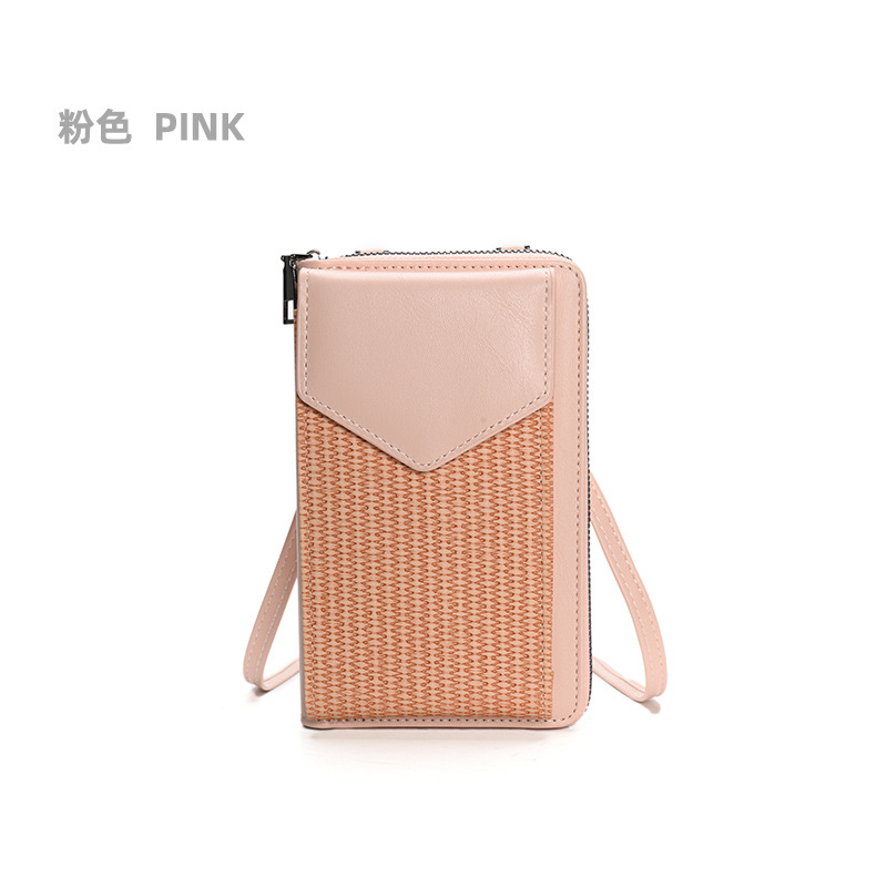 New Woven Women's Phone Bag Multi functional Single Shoulder leather Crossbody Bag Cross border Foreign Trade Long Term Multi Card Wallet