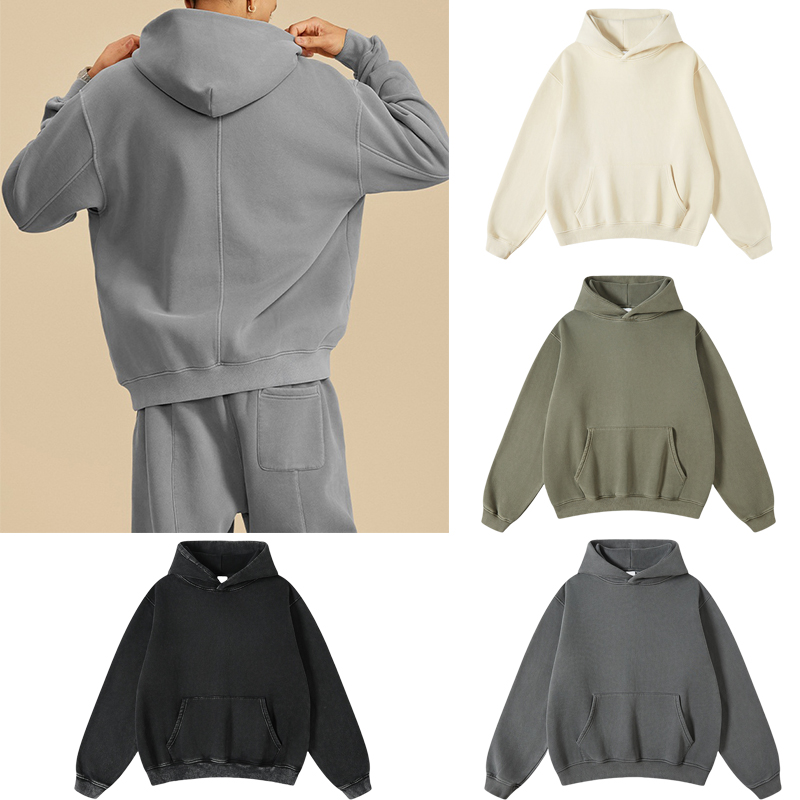 Oversized Hoodies Hip Hop Sweatshirts Heavyweight Sports Pullover Thick Plush Autumn Winter Personality Solid Color Hoodie Drop Shoulder Hoodies Graph