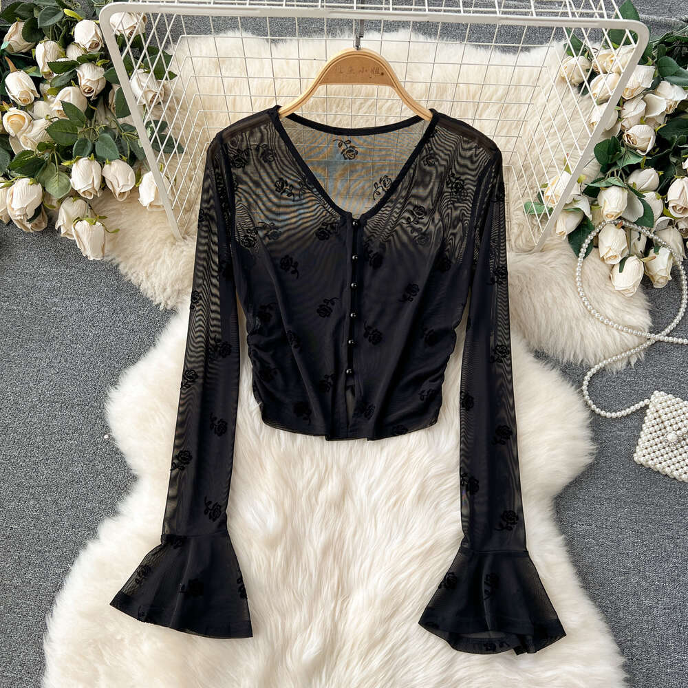 Dark style light mature rose print mesh camisole dress two-piece set for womens western-style age reducing cardigan short jacket