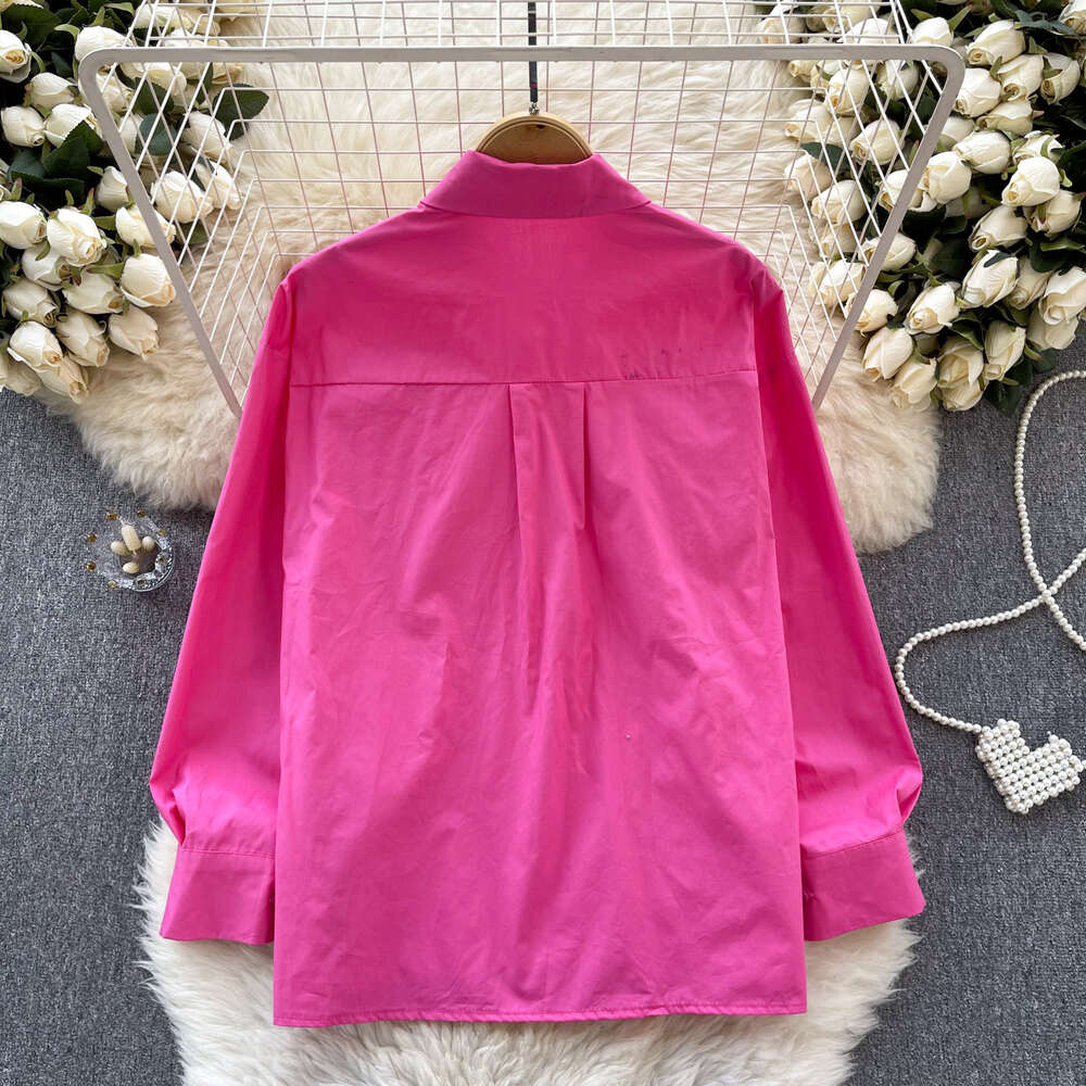 European style shirt womens design with pressure pleats three-dimensional floral and ruffled edges loose and slimming and versatile bubble sleeve top 