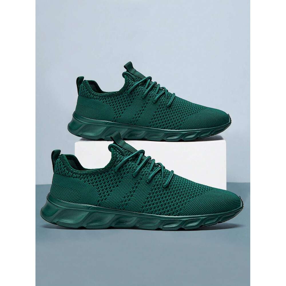 Lace Men S Up Flat Mesh Sports Training Tennis Walking Sneakers Breathable Casual Fashion Shoes For Dark Green Ddmysaturn