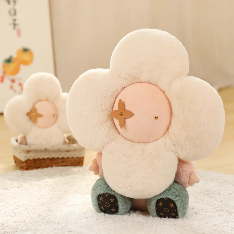 Creative Sunflower Head Baby Human Plush Toy Filling Kawaii Flower Pillow Cute Room Decoration Doll Birthday Gift for Children and Girls 240530