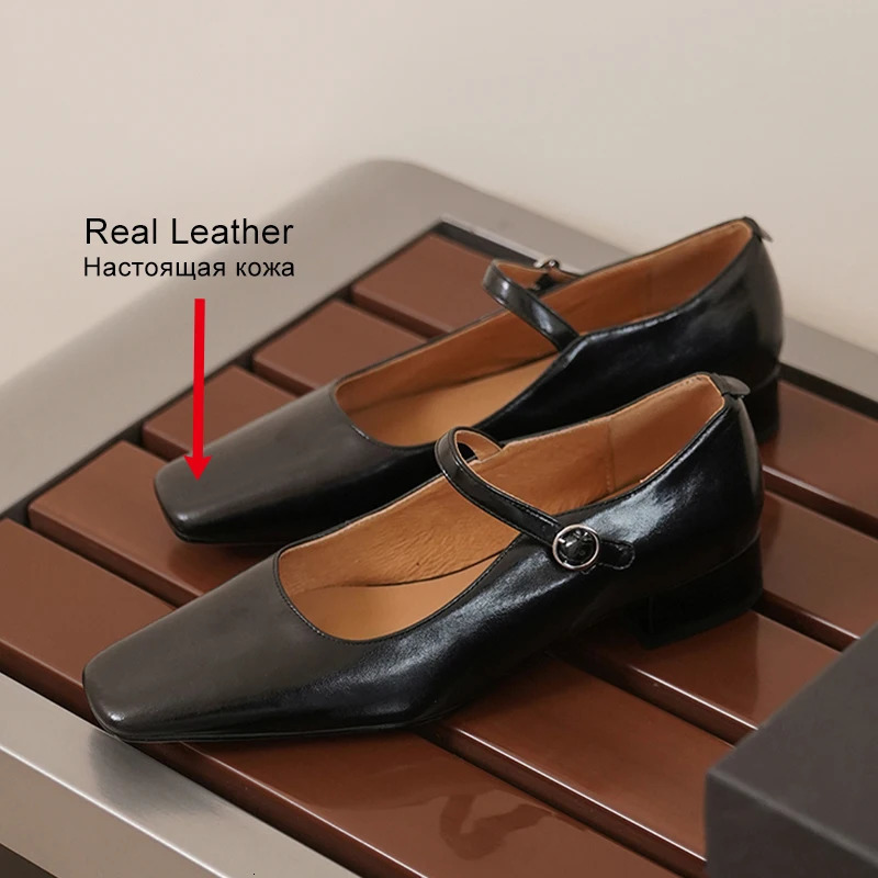 JOZHATA Size 32-42 Womens Pump Leather Thick High Heels Shoes Womens Buckle Low High Heel Sandals Casual Shoes 240606