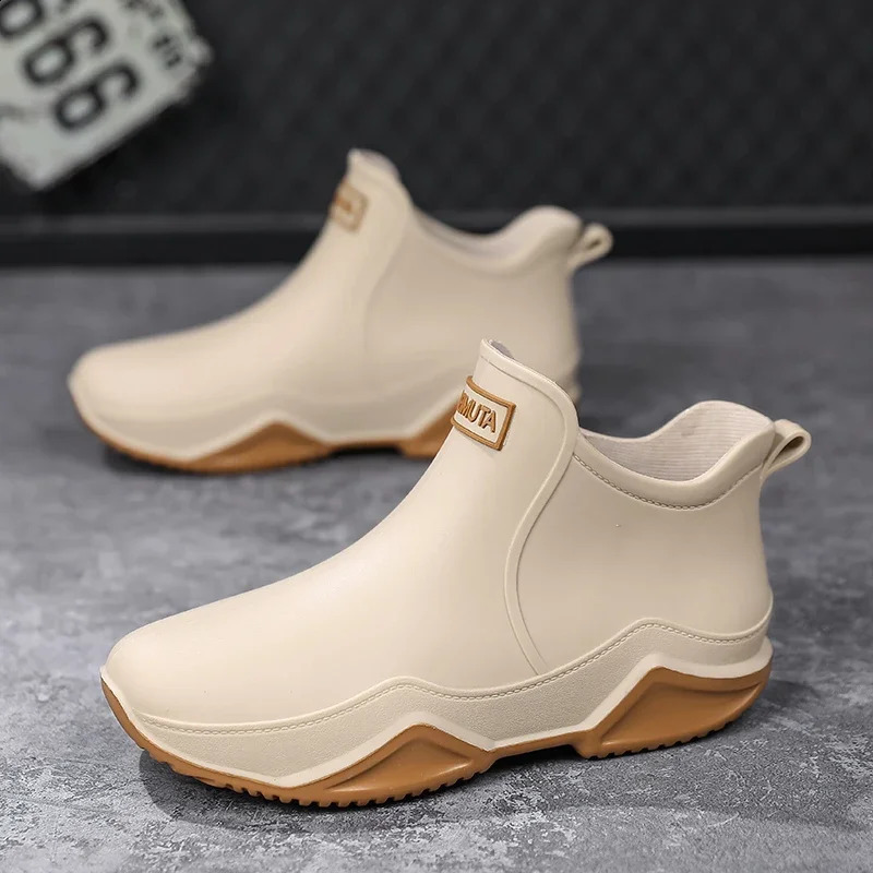 Fashion Couples Outdoor Rain Boots Men High Top Hiking Fishing Water Shoes Anti-slip Chef Work Ankle Boots Waterproof Shoes 240606