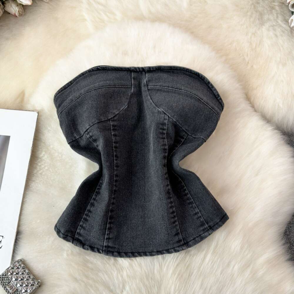 Spicy Girl Cowboy Bra Vest for Womens Outwear Summer Versatile Strapless Slim Fit Underwear Short Wrapped Chest Top