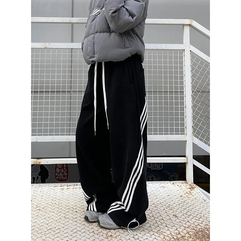 MEXZT S-3Xl Y2K Striped Sweatpants Women Streetwear Oversized Joggers Summer Harajuku Black Wide Leg Pants Korean Baggy Trousers 240530
