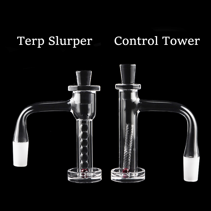 Smoke Beveled Edge Full Weld Control Tower And Terp Slurper Quartz Banger Nails Sets Suit For Glass Water Bongs