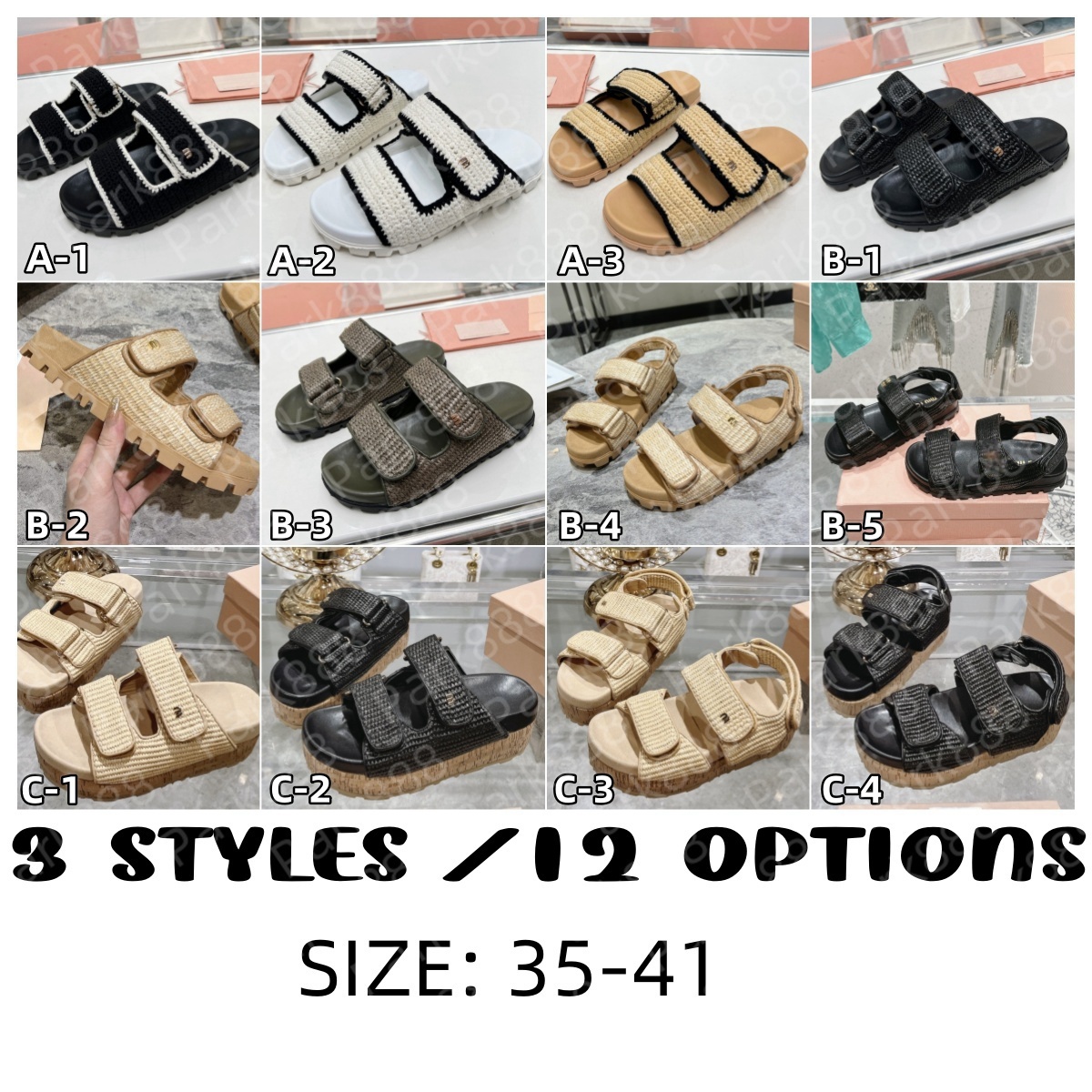 designer brand Grass knit one line with slipper sandals