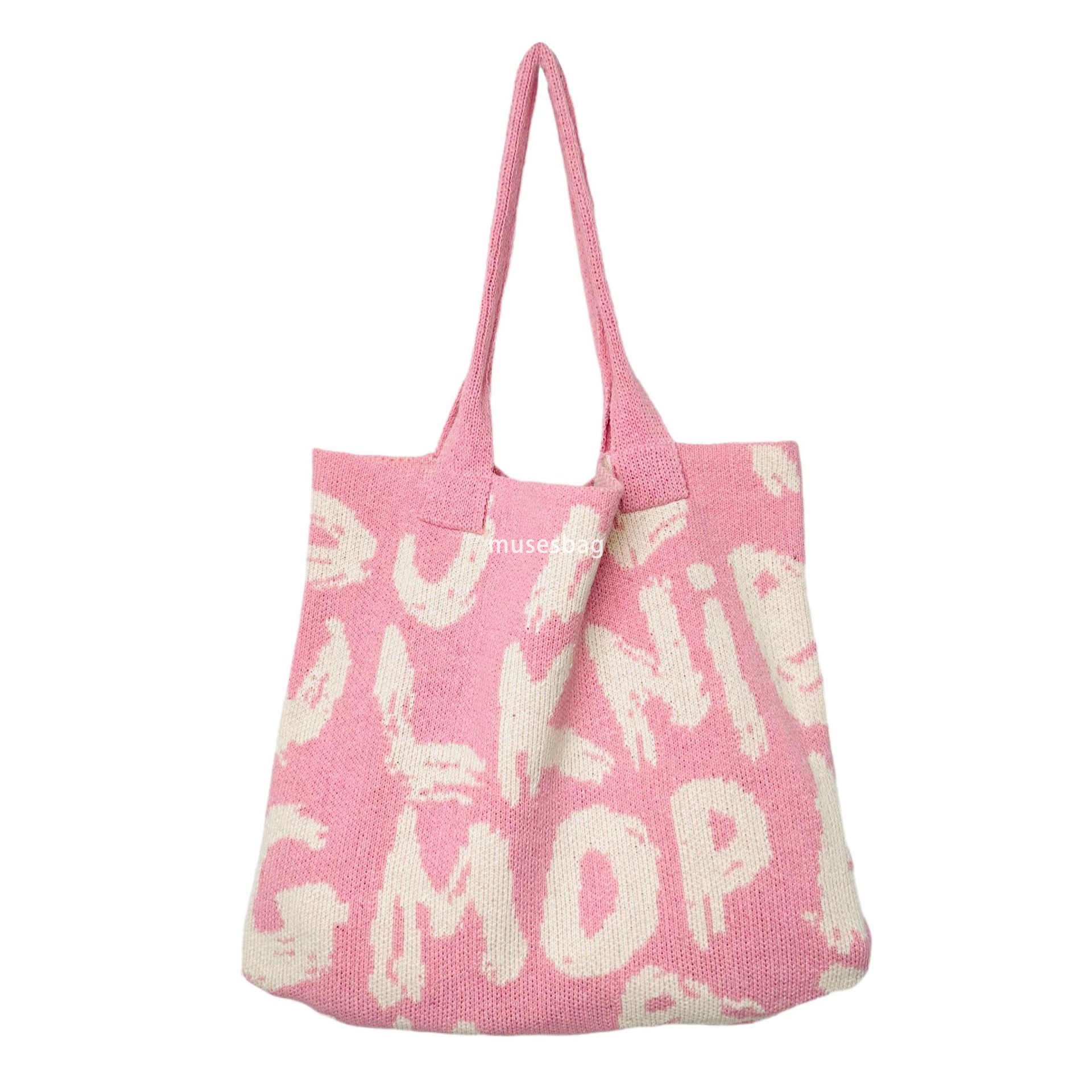 High quality knitted women's bags, woven bags, single shoulder large capacity bags, fashionable retro luxury tote bags, Bohemian letter bags, can